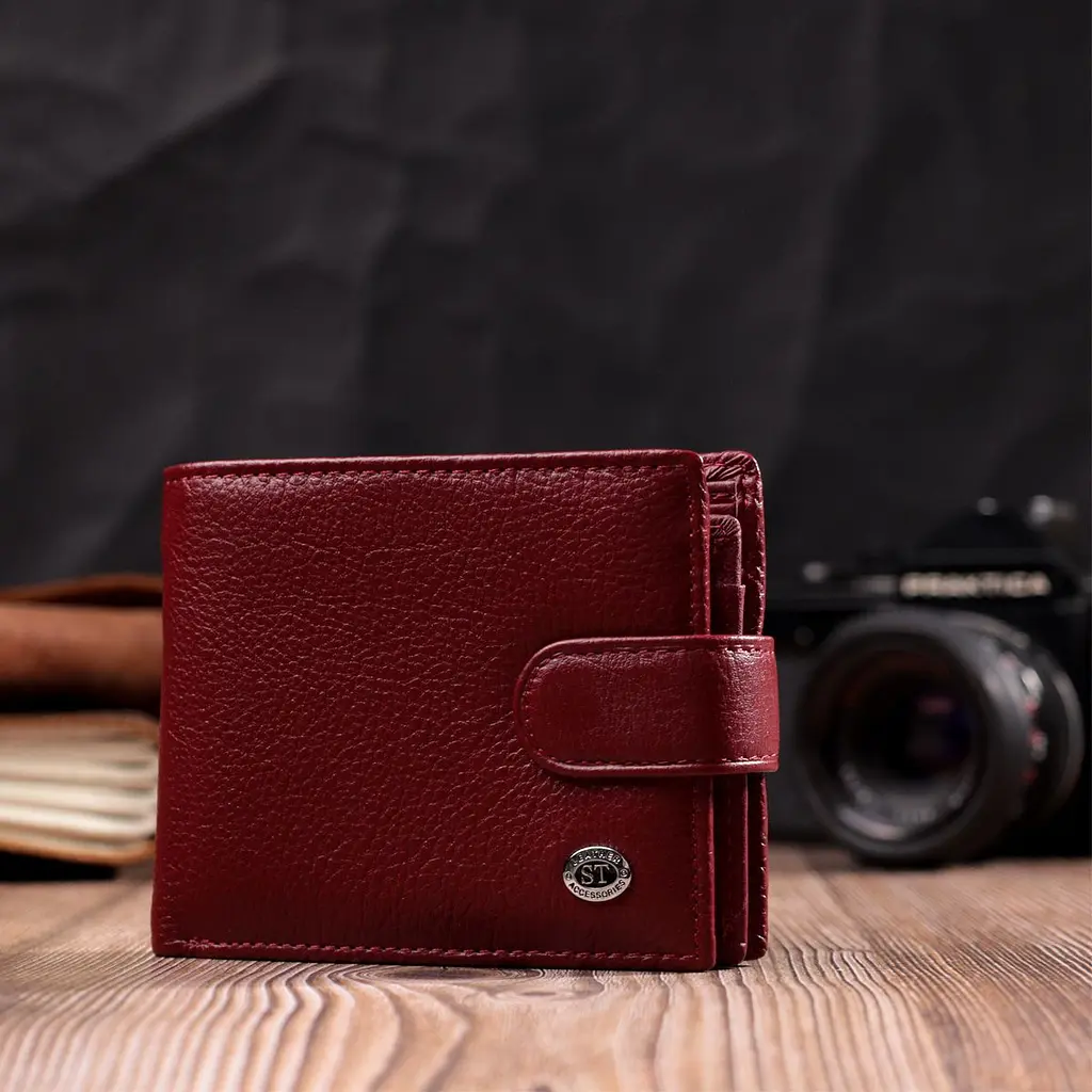 Стильне жіноче портмоне з блоком для карт з натуральної шкіри ST Leather 19472 бордове - фото 9
