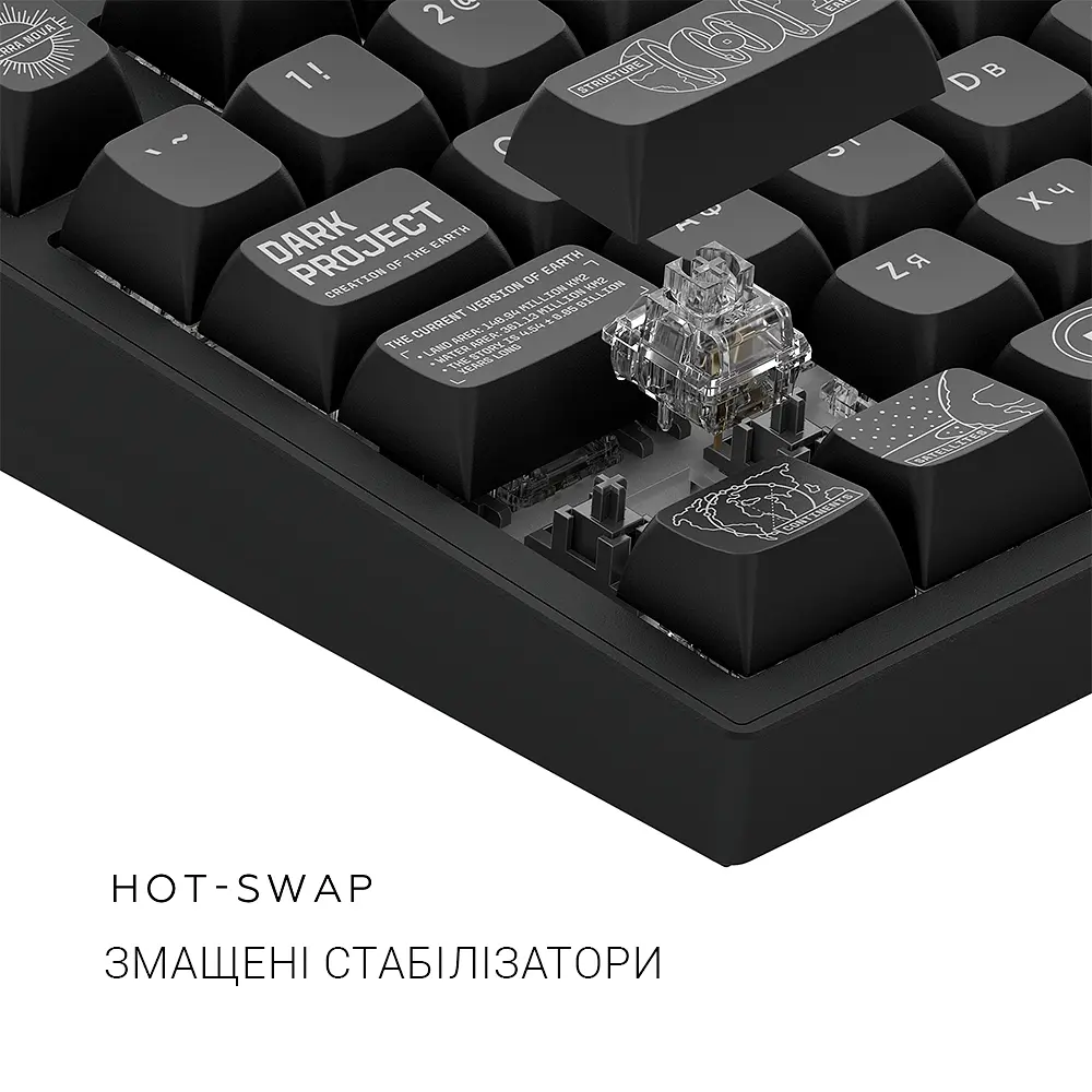 Ігрова бездротова клавиатура Dark Project ALU81 Terra Nova ENG/UA (DPKB_NOVA_81_ANSI_BLACK_UA) - фото 7