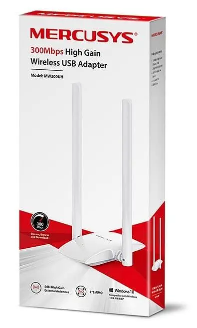 WiFi-адаптер Mercusys MW300UH USB 2.0 Wi-Fi 4 (N) (MW300UH) - фото 2