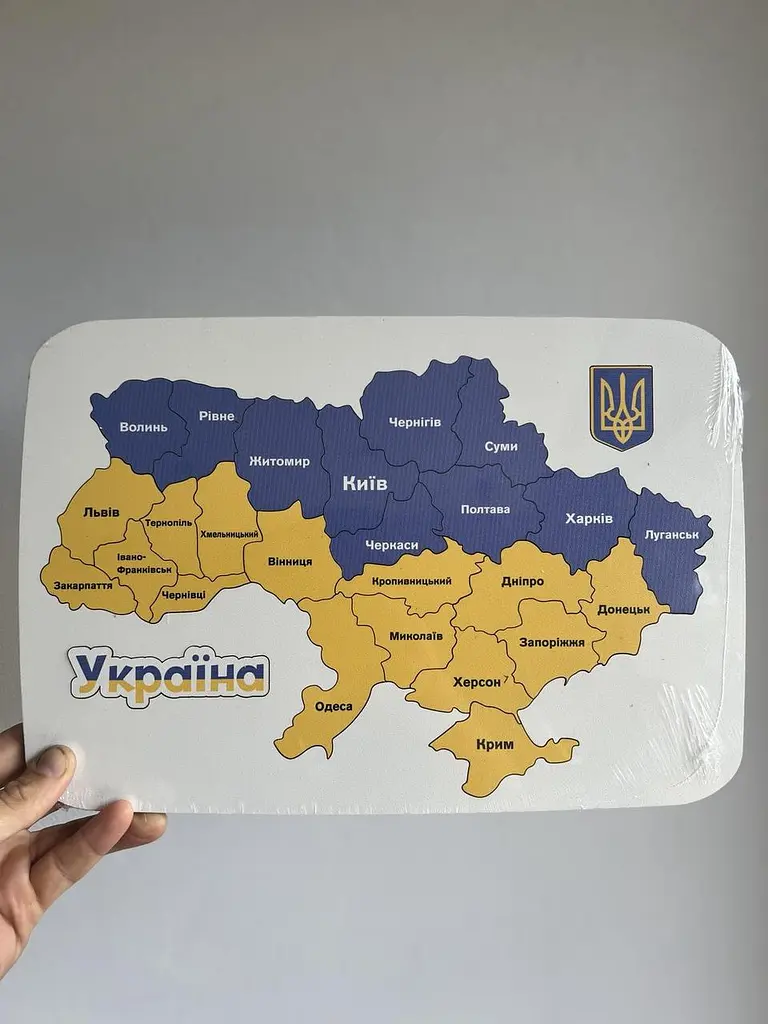 Дитячий дерев’яний пазл Карта України кольоровий 35 x 23 см - фото 3