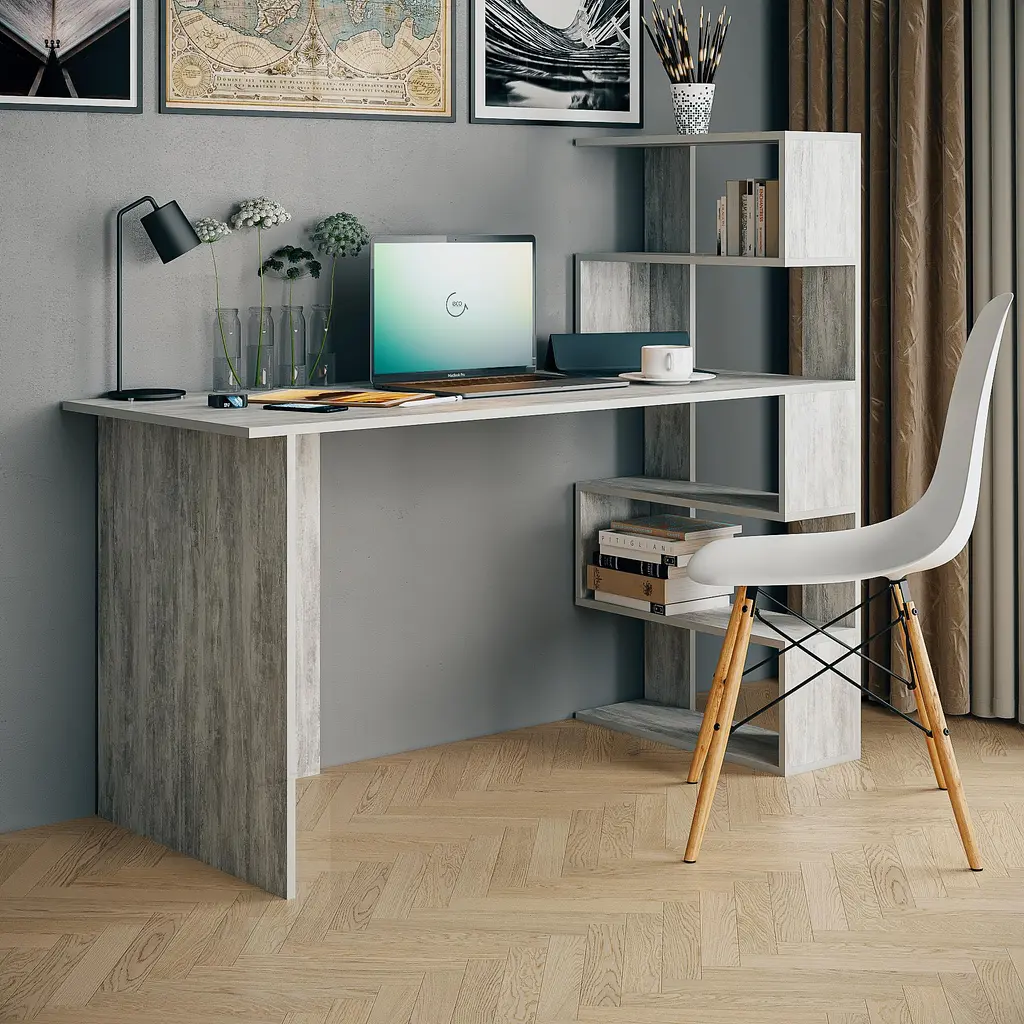 Стіл комп'ютерний Moreli Moreli Christer  1416х1226х600 мм Бетон (zg-s15-beton) - фото 2