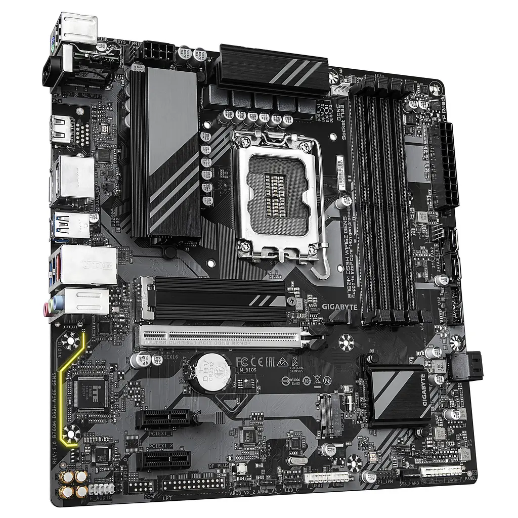 Gigabyte Материнська плата B760M DS3H WF6E GEN5 s1700 B760 4xDDR5 M.2 Wi-Fi BT HDMI - фото 2