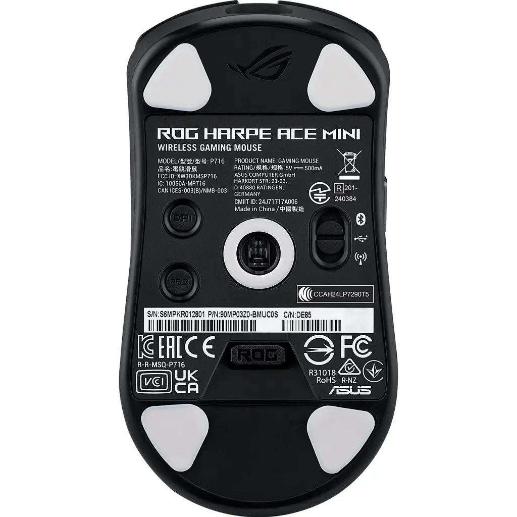 Мишка ASUS ROG Harpe Ace Mini Wireless/Bluetooth/USB Black (90MP03Z0-BMUA00) - фото 7