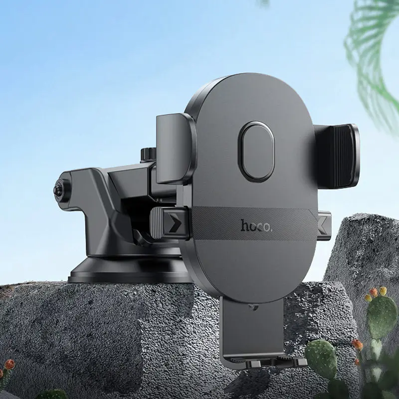 Автодержатель Hoco H19 Mighty one-button (center console) Black - фото 7