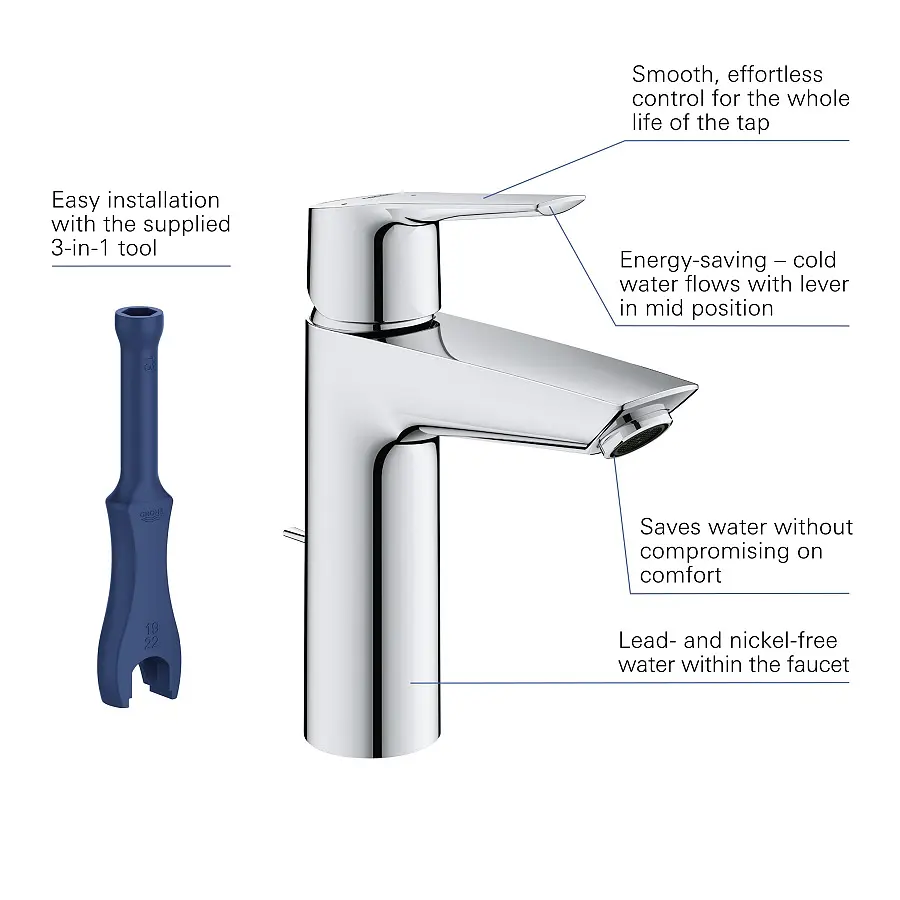 Змішувач для умивальника M-Size Grohe QuickFix Start 23552002 Хром - фото 6