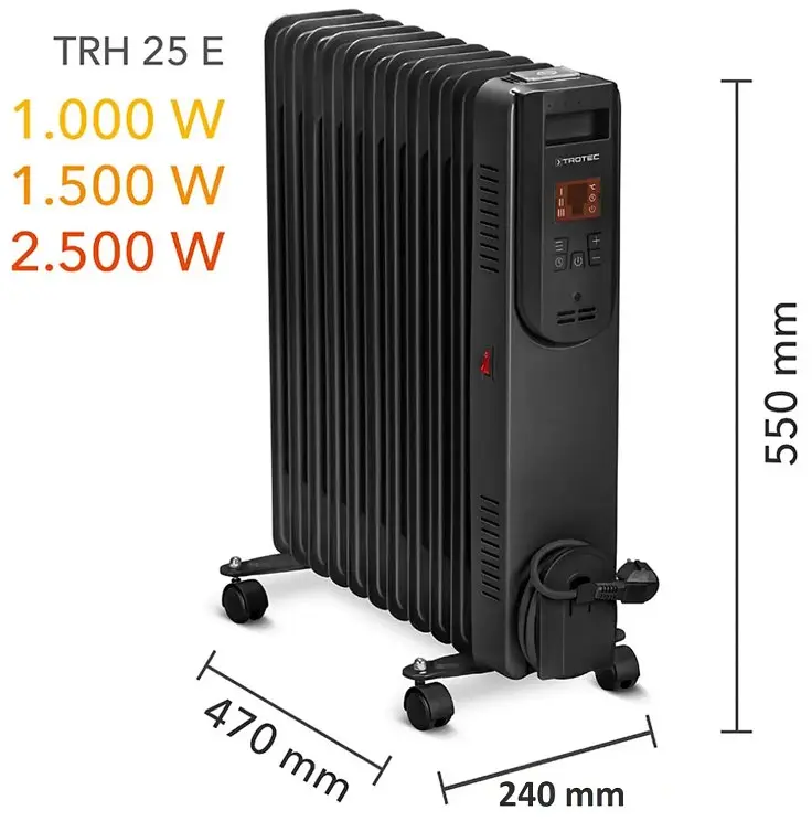Обігрівач масляний Trotec TRH 25 E 2500W Black (1410000720) - фото 4