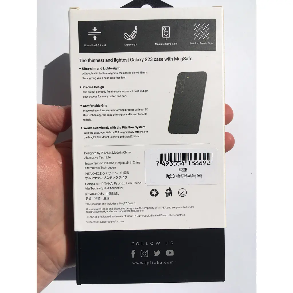 Оригинальный противоударный чехол для Samsung Galaxy S23 Plus (S916) Pitaka MagEZ MagSafe Case 3 Twill Black/Grey - фото 3