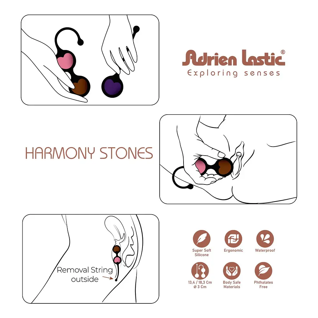 Вагінальні кульки Adrien Lastic Harmony Stones, діаметр 3 см, 2 тримачі Adrien Lastic SX1272 100789 - фото 5