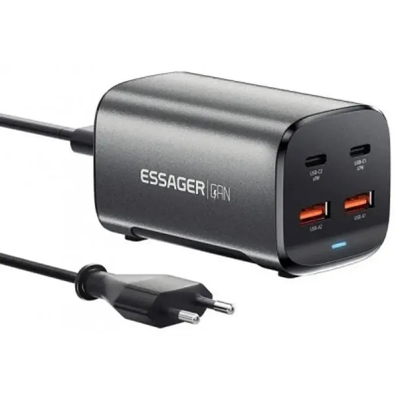 Зарядний пристрій Essager 2xUSB-C + 2xUSB 67W GaN (ECT2AC-JYB0G-Z)