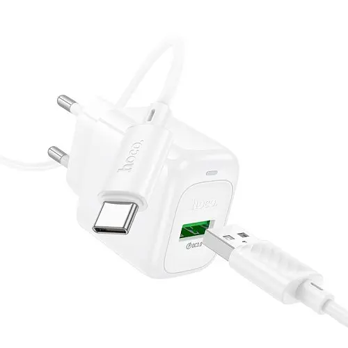 Сітчастий зарядний пристрій HOCO CS52A Surplus single-port QC3.0 charger set(Type-C) білий - фото 3