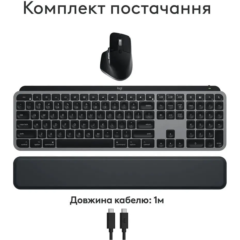 Комплект (клавиатура и мышь) Logitech MX Keys S Combo for Mac (920-012845) Space Grey - фото 2