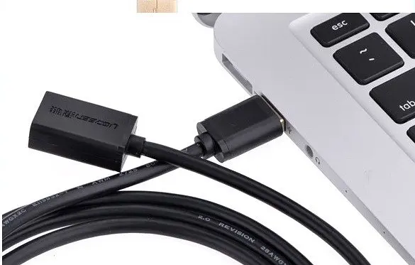 Кабель Ugreen US103 USB 2.0 A Male to A Female Cable 3 м чорний (10317) - фото 2