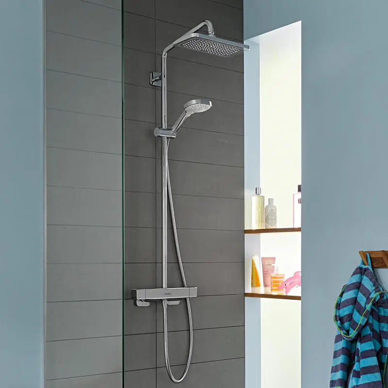 Душевая система Hansgrohe Croma E Showerpipe 280 1jet EcoSmart с термостатом 27660000, Хром - фото 5