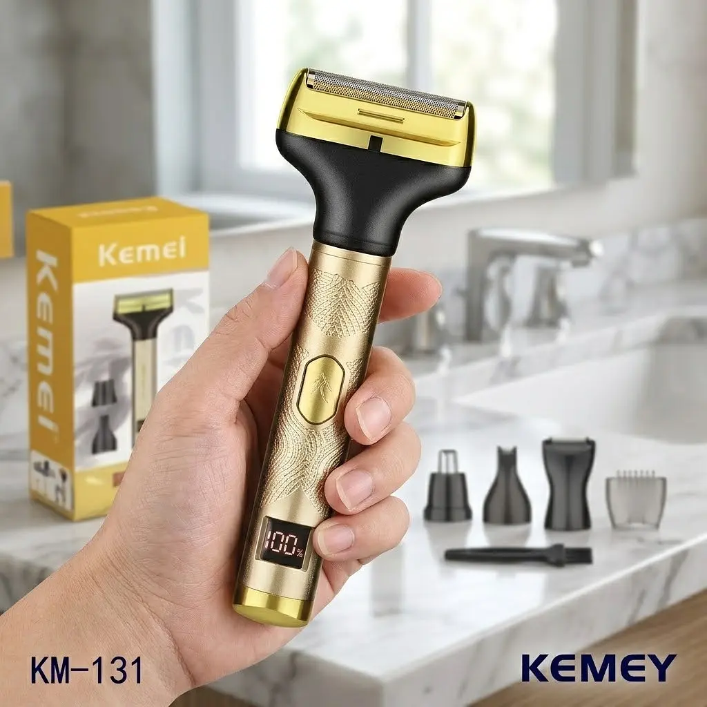 Мультифункціональний тример Kemei KM-131 4в1 для обличчя та тіла  Золотистий  - фото 2