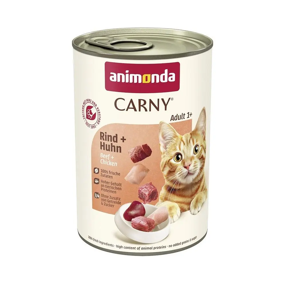 Вологий корм для кішок Animonda Carny Adult Beef + Chicken з яловичиною та куркою 400 г (арт.AM-83719)
