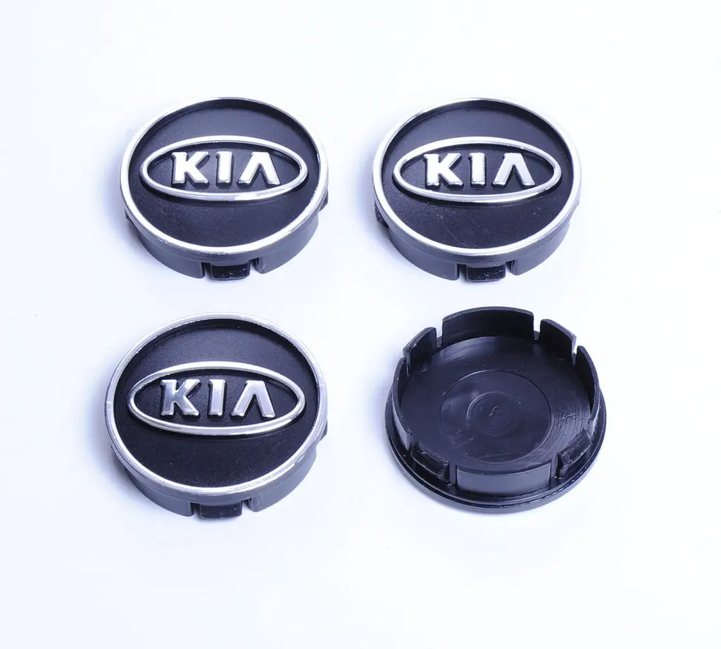 Ковпачки на литі диски Kia 60/55 мм об'ємний логотип Чорні 4 шт - фото 2