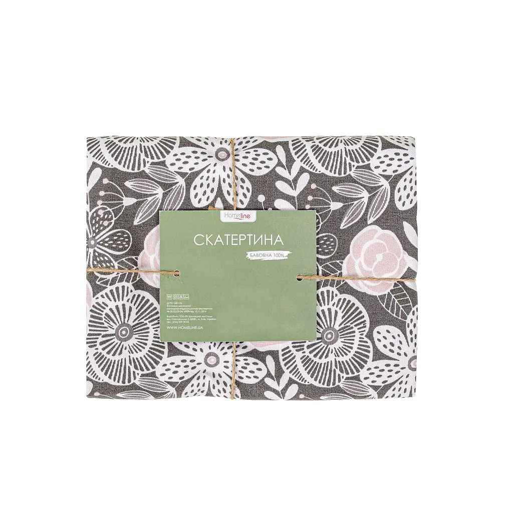 Скатертина Home Line Квіти декоративні 120х150 см графітово-фрезова (183594) - фото 2