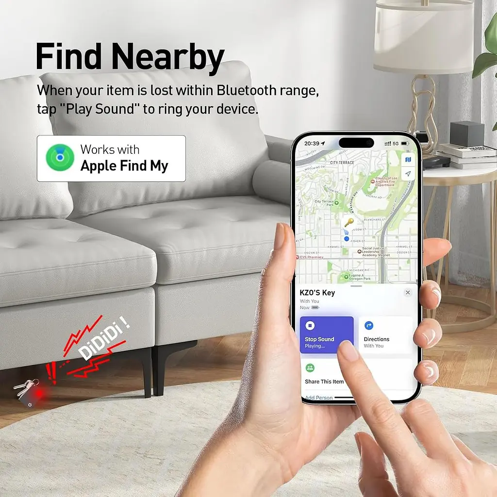 Карта-трекер KZO для гаманця, перезарядна, сумісна з Apple Find My, водостійка IP68, чорна - фото 4