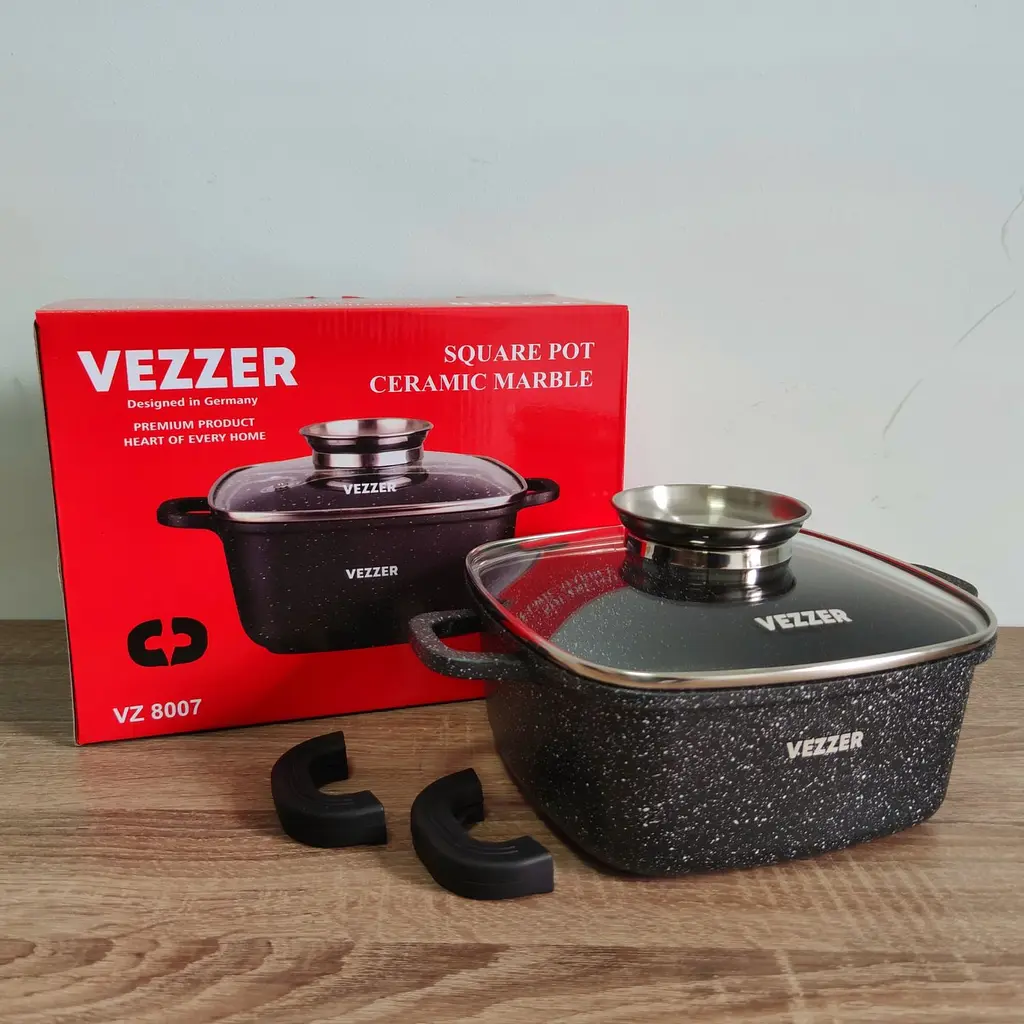 Каструля Vezzer квадратна з кришкою 20 см 2.5 л чорна (VZ8007) - фото 9