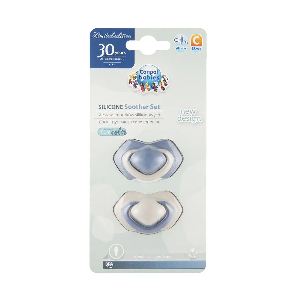 Силіконова симетрична пустушка Canpol babies Pure Color, синій, 6-18 міс., 2 шт. (22/645_blu) - фото 7