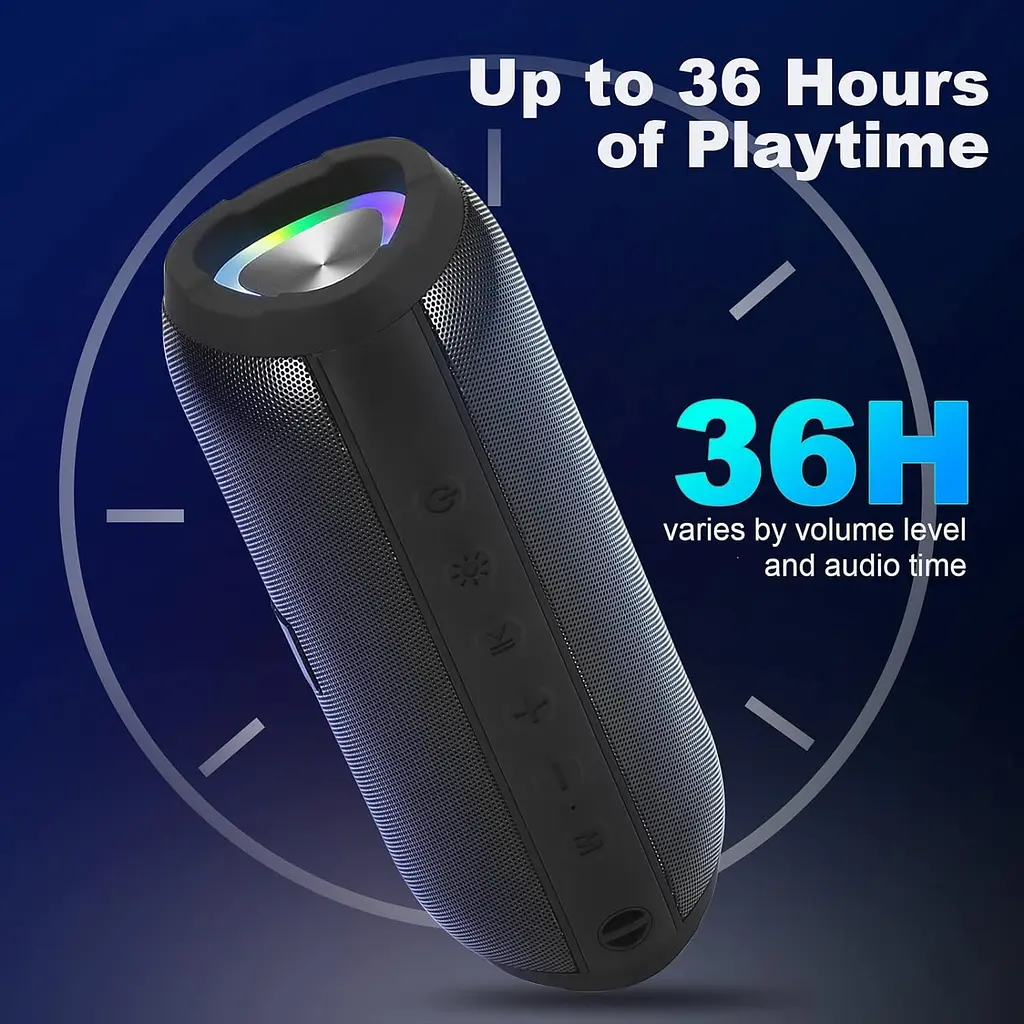 Портативний Bluetooth-динамік Ykall, Bluetooth-динамік потужністю 20 Вт зі світлодіодним підсвічуванням - фото 4