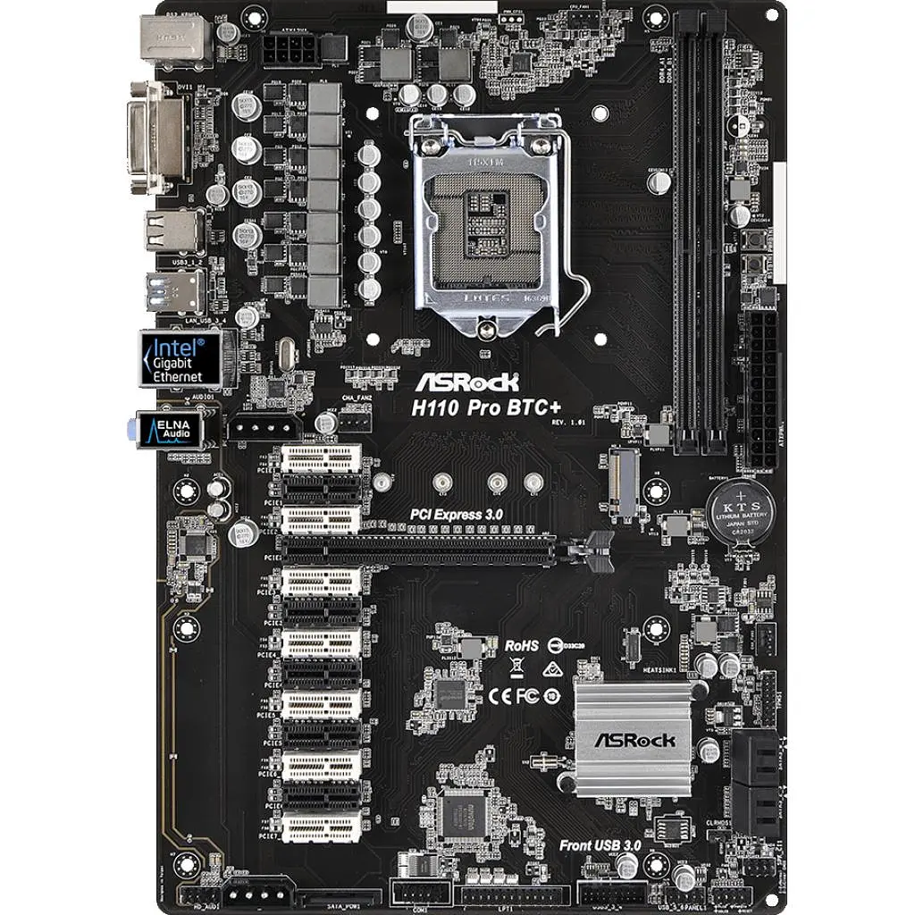 Материнська плата AsRock H110 Pro BTC+ (H110 Pro BTC+) (Socket 1151, Intel H110, ATX) Б/в