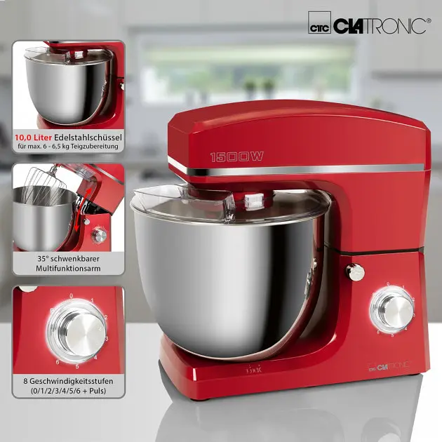 Планетарний міксер - тістоміс Clatronic KM 3765 Red 10 л - фото 4