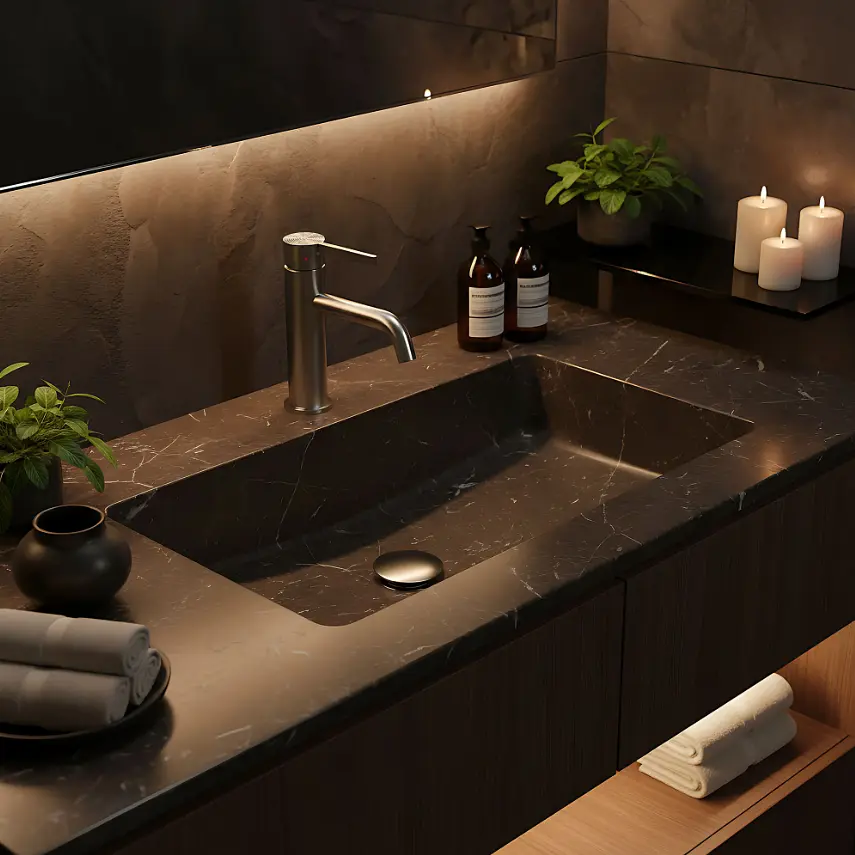 Змішувач для умивальника Rea Foster низький nickel brushed REA-B6323 - фото 3