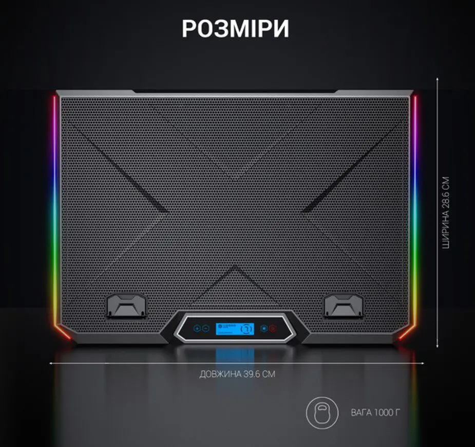 Охолоджувальна підставка для ноутбука до 18 дюймів GamePro GPCP-890 RGB 2xUSB 6xfans - фото 7
