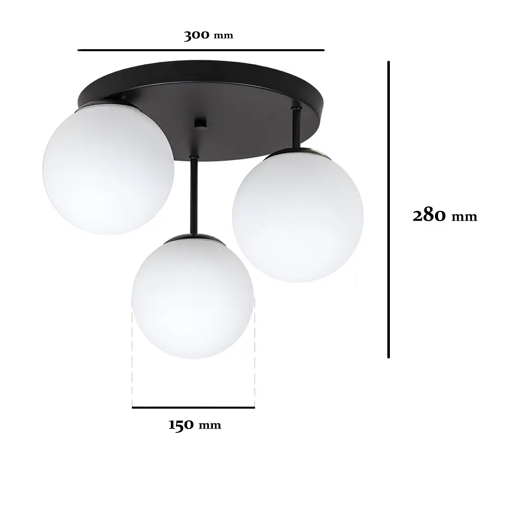 Люстра стельова LED Levistella 756HPR150F-3 BK+WH (300), 3 плафона E27, чорний + білий, діаметр 150 мм, сучасний стиль для дому - фото 2
