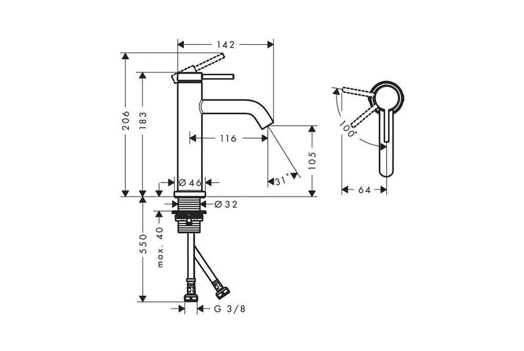 Змішувач для умивальника Hansgrohe Tecturis S CoolStart EcoSmart+ без донного клапана matt black 73312670 - фото 4