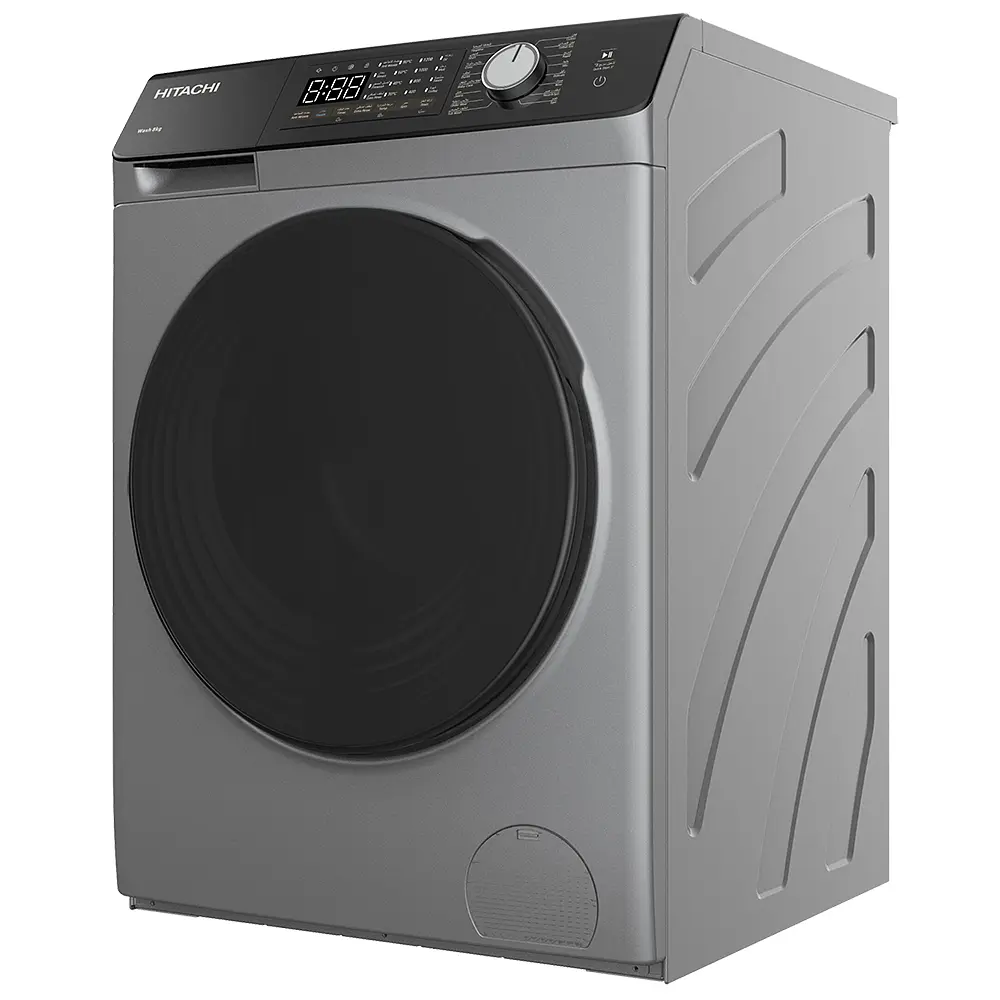 Пральна машина Hitachi фронтальна, 8кг, 1400, A+++, 60см, дисплей, пара, інвертор, люк чорний, cріблястий - фото 4