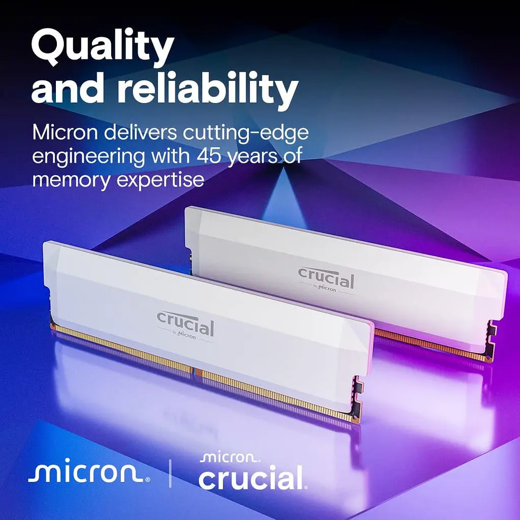 Модуль пам'яті Crucial DDR5 64GB (2x32) Pro OC 6000Mhz CL40 White (CP2K32G60C40U5W) - фото 4