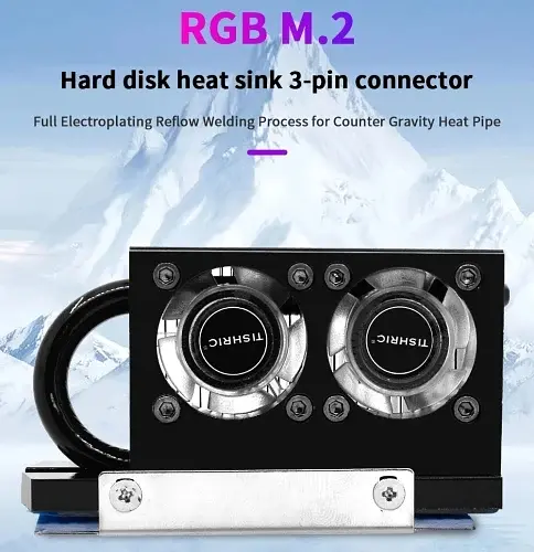 Радіатор для M.2 RGB, Black, вентилятор (2 шт, 3-pin TISHRIC teh0027955 - фото 2