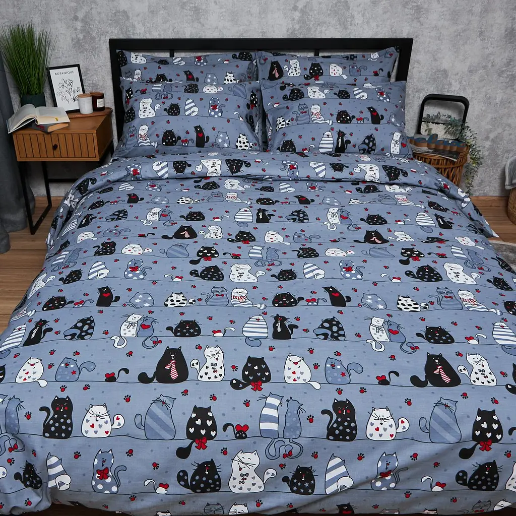 Комплект постільної білизни Moon&Star Бязь Gold Люкс Feline Fun двоспальний 175х210 наволочки 2х50х70 - фото 3