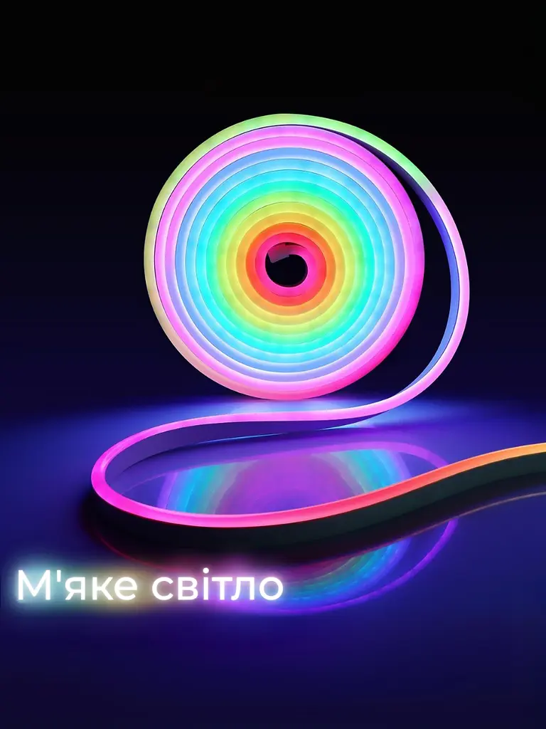 Розумна неонова RGB LED стрічка 5 м, Світлодіодна неонова RGB-стрічка USB, Bluetooth з пультом, біла (2660334341) - фото 7