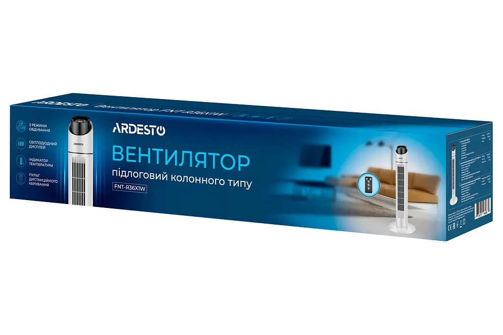 Ardesto Напольный вентилятор колонного типа FNT-R36X1W 90 см - фото 10