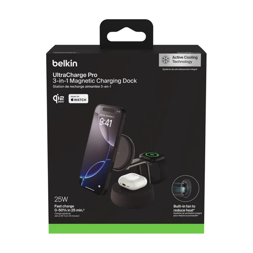 Зарядний пристрій Belkin UltraCharge Pro Wireless 3-in-1 25W charcoal (WIZ040KQCH) - фото 8
