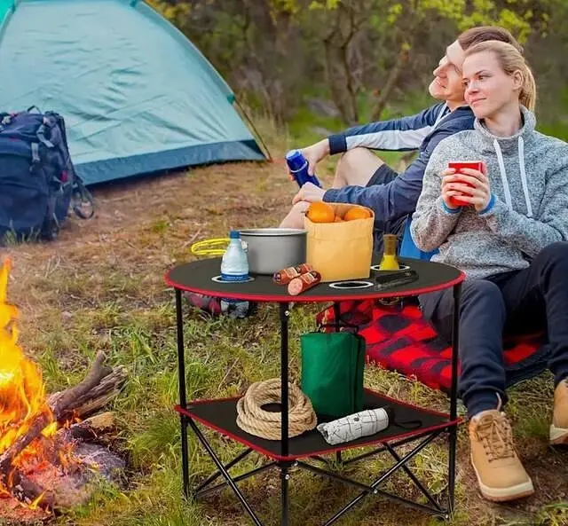 Туристичний комплект складних меблів для пікніка круглий стіл і стільці розкладний кемпінговий набір для саду і відпочинку природі - фото 3