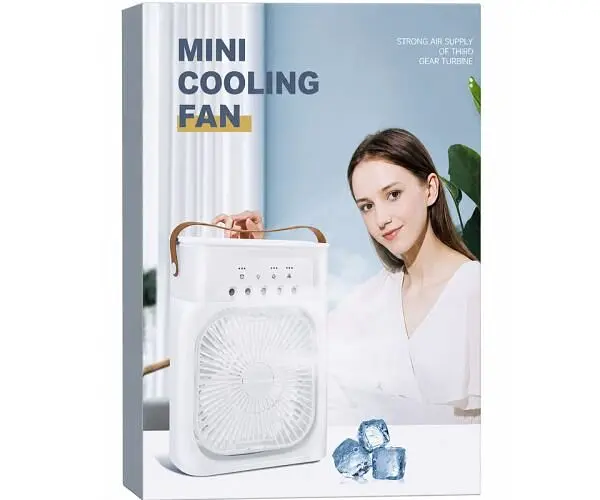 Clever Mini Cooling fan, Портативний вентилятор-зволожувач з LED підсвіткою та резервуаром для води, чорний - фото 4