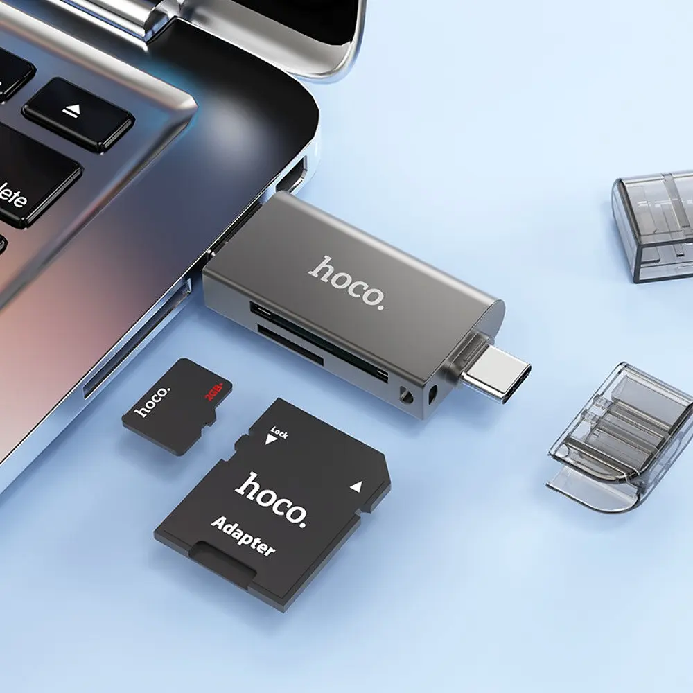 Адаптер перехідник Hoco HB39 USB/Type-C 3.0 сірий - фото 2