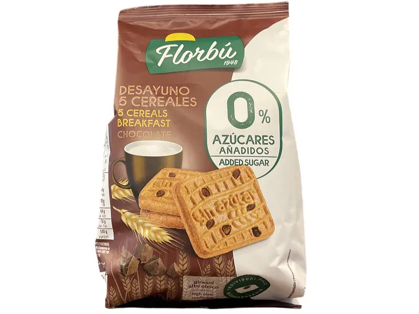 Печиво Florbu Desayuno 5 Cereales Chocolate без цукру 310 г (8411414013227)