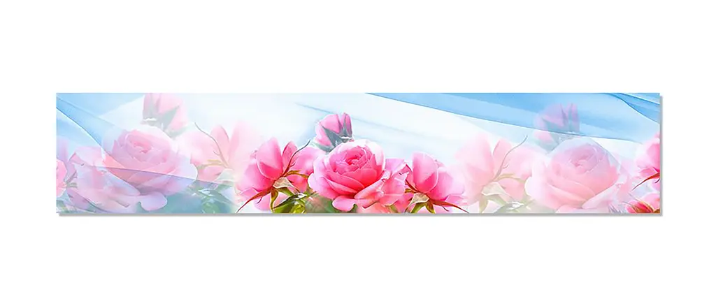 Кухонний фартух Рожеві Троянди Відображення ПВХ для декору 60х300 см Квіти Блакитний Happy Pocket Z183645 - фото 7