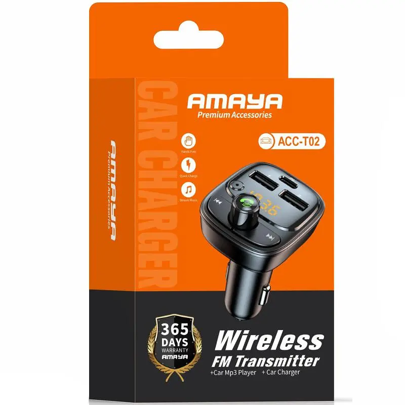 АЗП FM модулятор ACC-T02 PD30W (2USB-A/1C) Black Amaya teh0029942 - фото 2