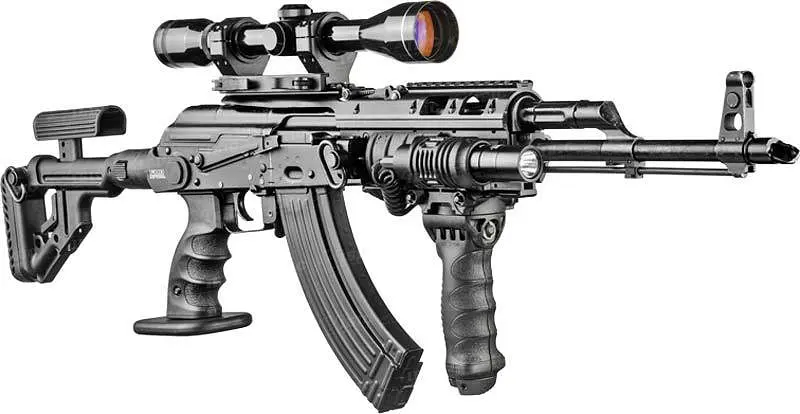 Приклад складной Fab Defense для АКМС складной вниз регулируемая щека черный - фото 2