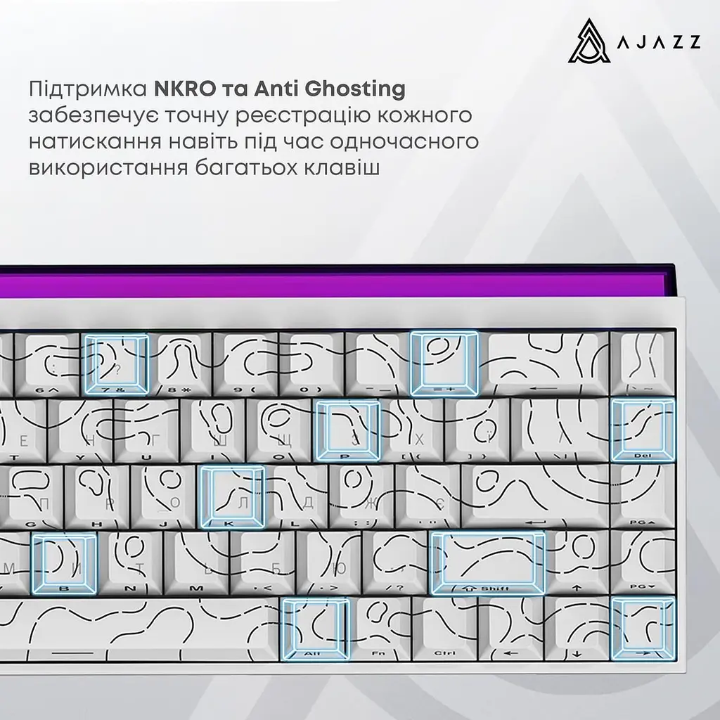 Клавиатура Ajazz NK68 Red switches Side contour White (NK68-R-S-W) - фото 12