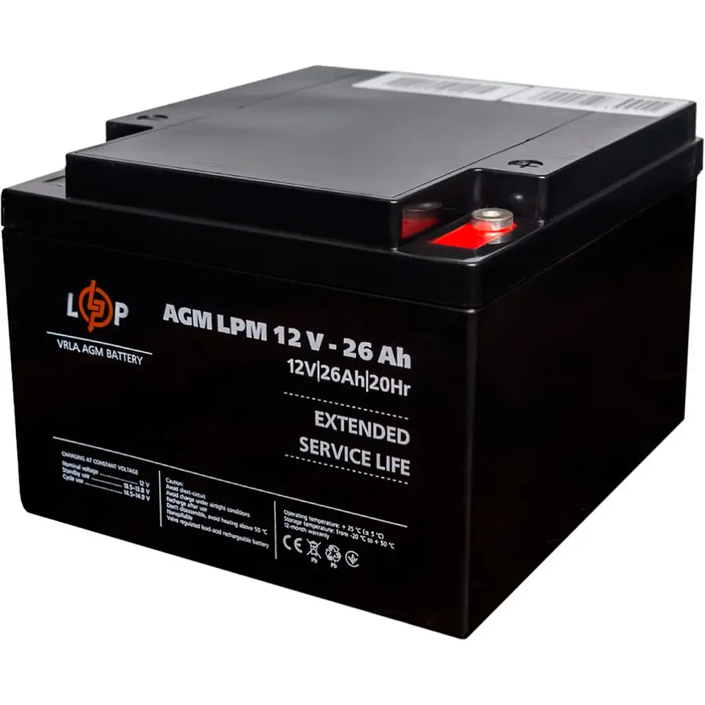 Акумулятор LogicPower AGM 12V (12V/26Ah/312Wh) (22883) [109167] - фото 4