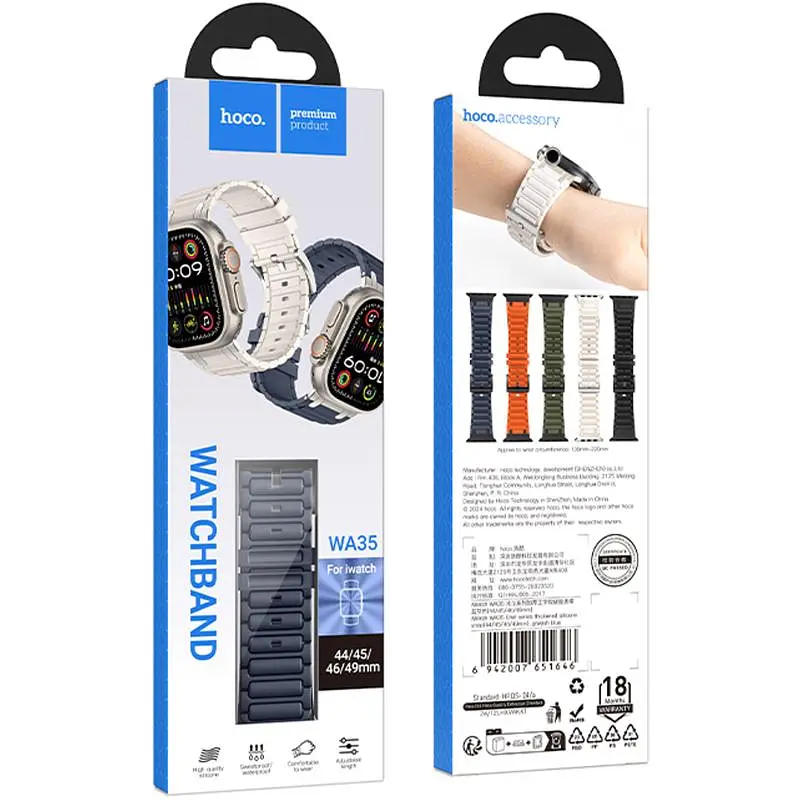Ремешок Hoco WA35 Emir series thickened silicone strap для Apple watch 44/45/46/49mm Grayish Blue - фото 3