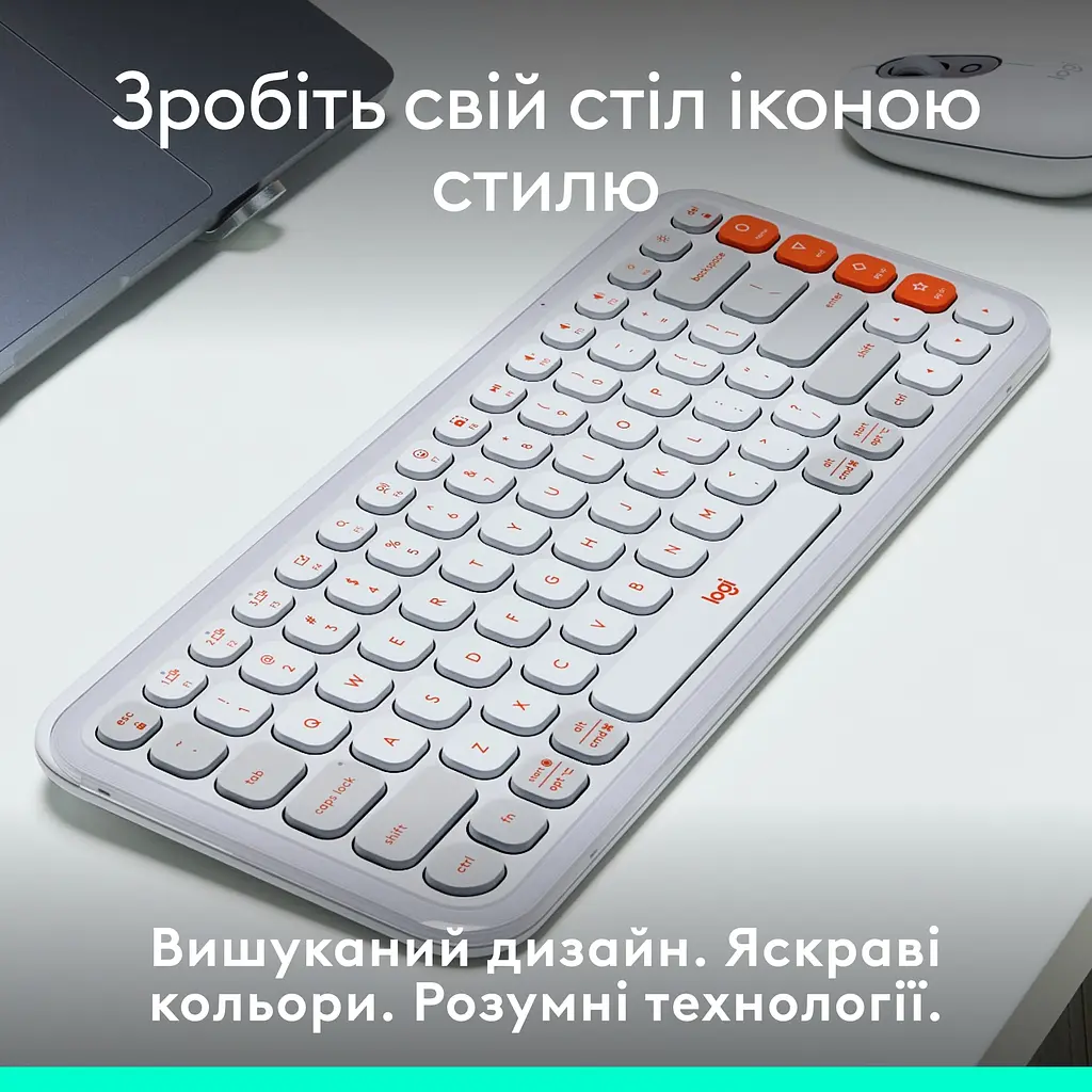 Клавiатура бездротова Logitech Pop Icon Keys Off White (920-013072) - фото 3