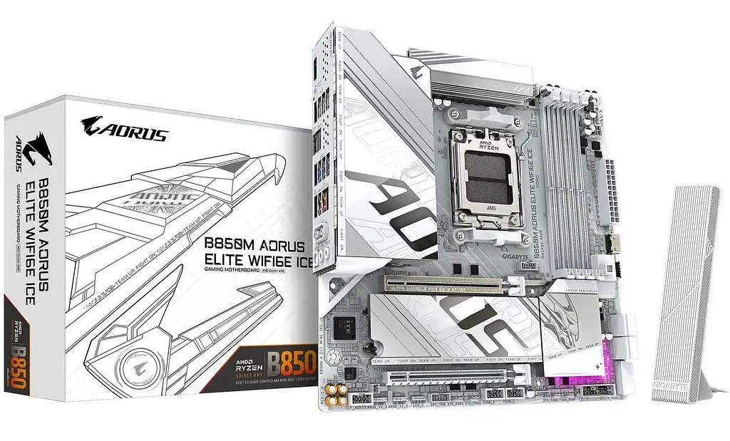 Материнская плата Gigabyte B850M AORUS ELITE WIFI6E ICE (B850M AORUS ELITE WIFI6E ICE) (Socket AM5, AMD B850, Micro-ATX) - фото 6